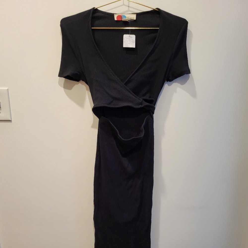 Free People Beach black wrap midi dress size S